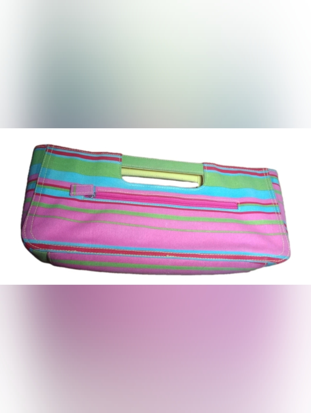 Rare Vintage Jeanne Lottie Striped Tote + Pouch